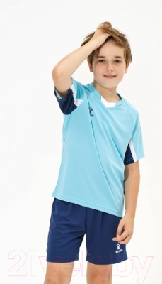 Футбольная форма Kelme Short-Sleeved Football Suit / 8251ZB3002-405 (р.130, голубой/темно-синий)
