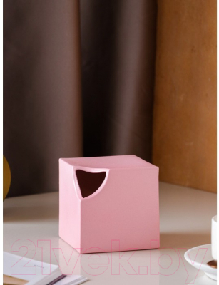 Ваза Красная глина Куб / 4846885 (розовая, 12 см)