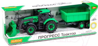 Трактор игрушечный Полесье Прогресс с прицепом и ковшом инерционный / 91840