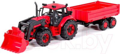 Трактор игрушечный Полесье Belarus с погрузчиком и бортовым прицепом / 91871