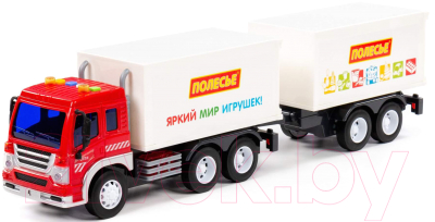 Трейлер игрушечный Полесье Сити Фургон с прицепом со светом и звуком / 93134 (инерционный)