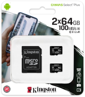 Карта памяти Kingston Canvas Select Plus microSDXC 64GB + адаптер (SDCS2/64GB-2P1A) - 