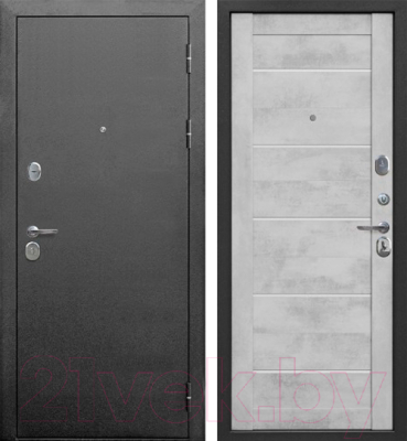 Входная дверь Гарда Муар Царга 9см серебро/бетон снежный (96x205, правая)