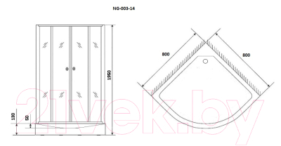 Душевой уголок Niagara NG-003-14 80x80 (матовое стекло)