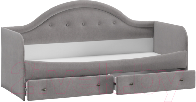 Кровать-тахта ТриЯ Адель тип 1 с мягкой спинкой 80x200 (велюр светло-серый)