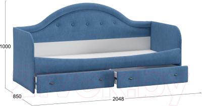 Кровать-тахта ТриЯ Адель тип 1 с мягкой спинкой 80x200 (велюр синий)