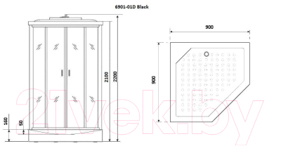 Душевая кабина Niagara NG-6901-01D 90x90 (черный, тонированное стекло)