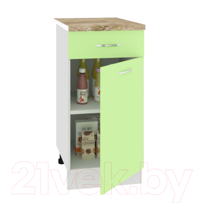 Шкаф-стол кухонный Кортекс-мебель Корнелия Лира НШ40р1ш (зеленый/мадрид)