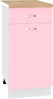 Шкаф-стол кухонный Кортекс-мебель Корнелия Лира НШ40р1ш (розовый/дуб бунратти) - 