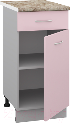 Шкаф-стол кухонный Кортекс-мебель Корнелия Лира НШ40р1ш (розовый/мадрид)