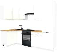 Кухонный гарнитур ВерсоМебель Эко-2 1.2x2.7 левая (белый фасадный/ст.золотистый дуб) - 