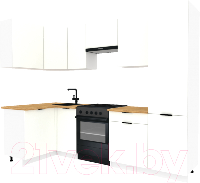 Готовая кухня ВерсоМебель Эко-2 1.2x2.7 левая (белый фасадный/ст.золотистый дуб)