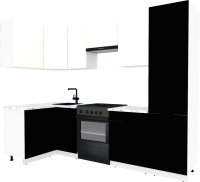 Кухонный гарнитур ВерсоМебель Эко-2 1.2x2.7 левая (белый фасадный/черный/ст.мрамор итальянский) - 