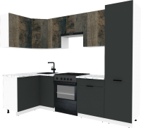 Кухонный гарнитур ВерсоМебель Эко-2 1.2x2.7 левая (дуб гранж колониальный/антрацит/ст.мрамор италальянский) - 