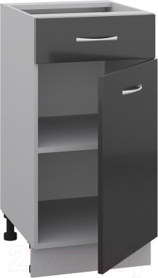 Шкаф-стол кухонный Кортекс-мебель Корнелия Лира НШ40р1ш без столешницы (черный)