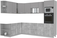 Кухонный гарнитур Интерлиния Мила Лайт 1.88x2.8 левая без столешницы (серебристый/бетон) - 