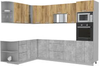 Готовая кухня Интерлиния Мила Лайт 1.88x2.8 левая без столешницы (дуб золотой/бетон) - 