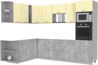 Кухонный гарнитур Интерлиния Мила Лайт 1.88x2.8 левая без столешницы (ваниль/бетон) - 