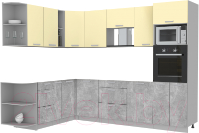 Готовая кухня Интерлиния Мила Лайт 1.88x2.8 левая без столешницы (ваниль/бетон)
