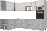 Кухонный гарнитур Интерлиния Мила Лайт 1.88x2.8 левая без столешницы (вудлайн кремовый/бетон) - 