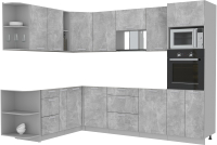 Готовая кухня Интерлиния Мила Лайт 1.88x2.8 левая без столешницы (бетон/бетон) - 