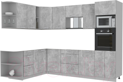 Готовая кухня Интерлиния Мила Лайт 1.88x2.8 левая без столешницы (бетон/бетон)