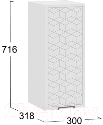 Шкаф навесной для кухни ТриЯ Беатрис 1В3 (белый/холст белый)