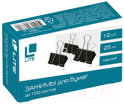 Зажим для бумаги Lite Z25L-12K (12шт)