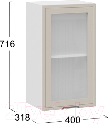 Шкаф навесной для кухни ТриЯ Беатрис 1В4С (белый/холст латте)