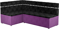 Уголок кухонный мягкий Mebelico Классик 53 левый / 59117 (микровельвет, черный/фиолетовый) - 