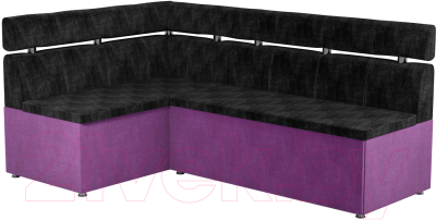 Уголок кухонный мягкий Mebelico Классик 53 левый / 59117 (микровельвет, черный/фиолетовый)