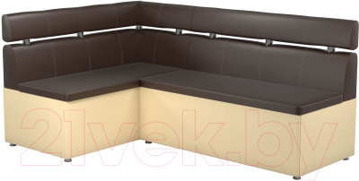 Уголок кухонный мягкий Mebelico Классик 53 левый / 59118 (экокожа, коричневый/бежевый)