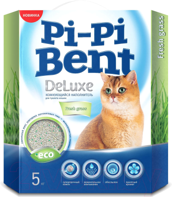 Наполнитель для туалета Pi-Pi-Bent Bent Deluxe Fresh Grass (12л/5кг)