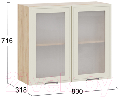 Шкаф навесной для кухни ТриЯ Беатрис 1В8С (белый/холст брюле)