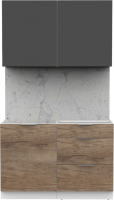 Кухонный гарнитур Интермебель Микс Топ-1 1.2м без столешницы (графит серый/дуб каньон) - 