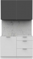Кухонный гарнитур Интермебель Микс Топ-1 1.2м без столешницы (графит серый/белый премиум) - 