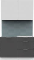 Кухонный гарнитур Интермебель Микс Топ-1 1.2м без столешницы (белый премиум/графит серый) - 