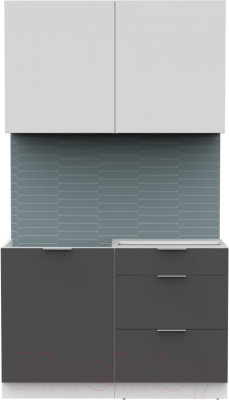 Кухонный гарнитур Интермебель Микс Топ-1 1.2м без столешницы (белый премиум/графит серый)