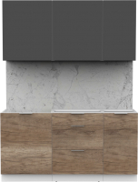 Кухонный гарнитур Интермебель Микс Топ-2 1.6м без столешницы (графит серый/дуб каньон) - 
