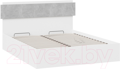 Двуспальная кровать ТриЯ Нео с ПМ Тип 1 160x200 (белый/ателье светлый)