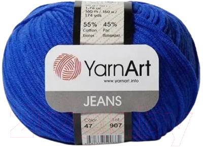 Пряжа для вязания Yarnart Jeans Plus 55% хлопок, 45% полиакрил / 47 (160м, васильковый)