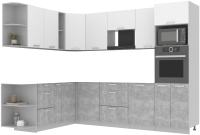 Готовая кухня Интерлиния Мила Лайт 1.88x2.8 левая без столешницы (белый платинум/бетон) - 