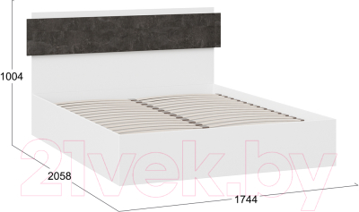 Двуспальная кровать ТриЯ Нео Тип 1 160x200 (белый/ателье темный)