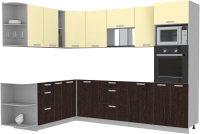 Кухонный гарнитур Интерлиния Мила Лайт 1.88x2.8 левая без столешницы (ваниль/дуб венге) - 