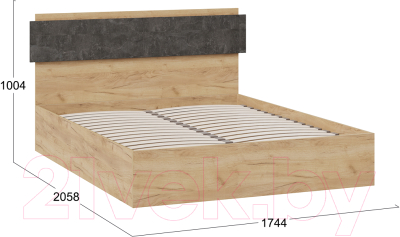 Двуспальная кровать ТриЯ Нео Тип 1 160x200 (дуб крафт золотой/ателье темный)