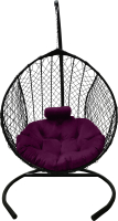 Кресло подвесное Craftmebelby Кокон Капля стандарт (черный/фиолетовый) - 