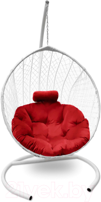 Кресло подвесное Craftmebelby Кокон Капля стандарт (белый/алый)