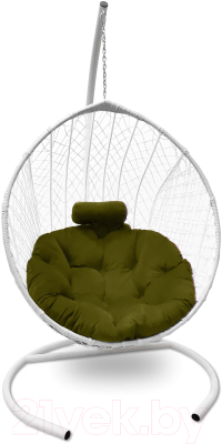 Кресло подвесное Craftmebelby Кокон Капля стандарт (белый/зеленый)