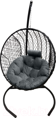 Кресло подвесное Craftmebelby Кокон Круглый стандарт (черный/серый)