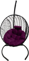 Кресло подвесное Craftmebelby Кокон Круглый стандарт (черный/фиолетовый) - 